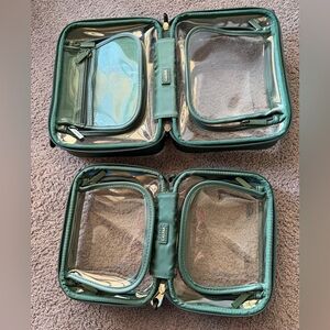Calpak Teal Clear Cosmetic Travel Case Set